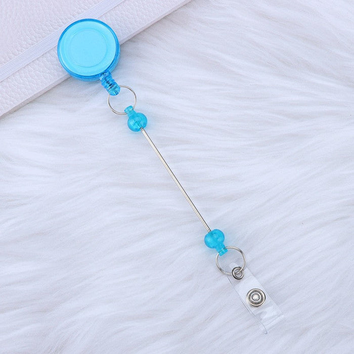 Wholesale Beadable Badge Reels Identification Easy To Pull Buckle DIY Beaded Plastic Keychain JDC-KC-CY001