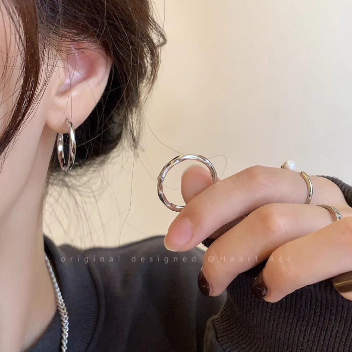 Wholesale S925 Silver Needle Geometric Hoop Earrings Ear Jewelry