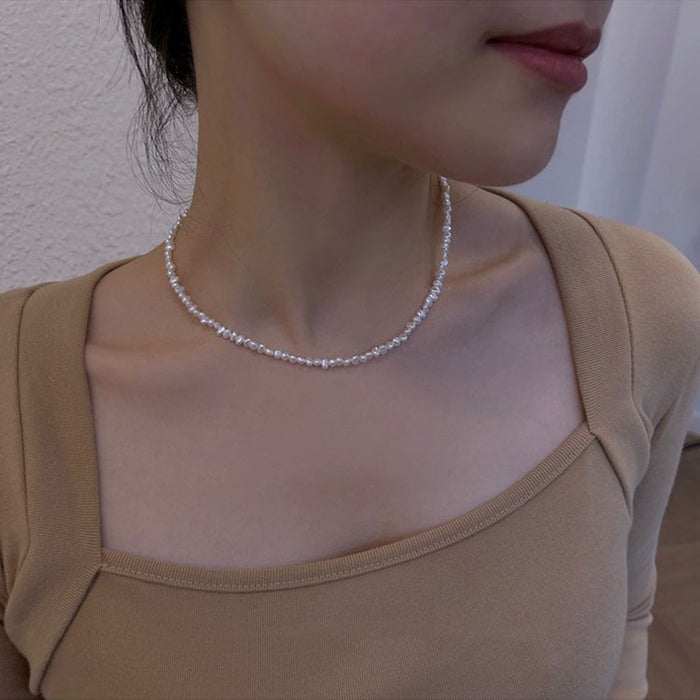 Wholesale Natural pearl shaped irregular necklace, light luxury necklace, collarbone chain