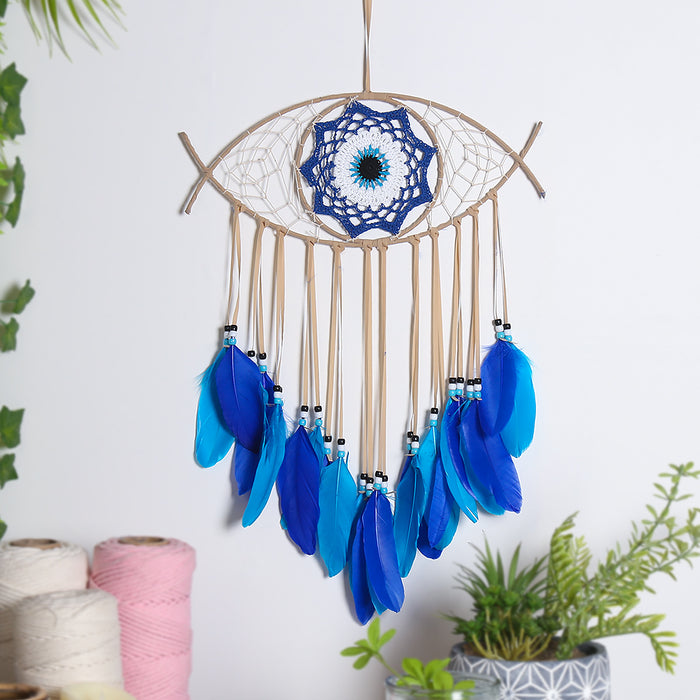 Wholesale Bohemian Evil Eye Dream Catcher Wall Decor Blue