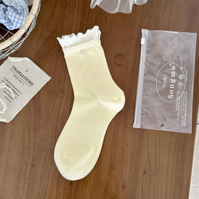 Wholesale Boneless socks, thin, versatile, mid tube, shell buckle, stacked socks, individually packaged