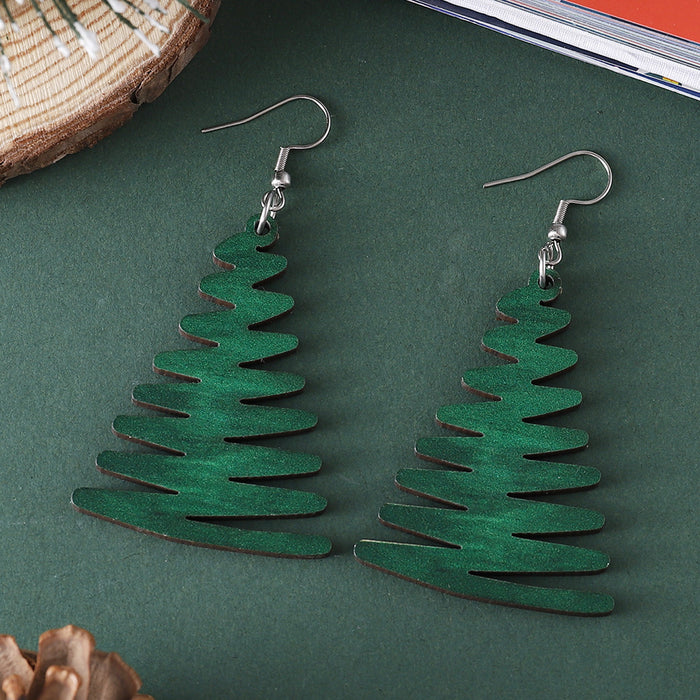 Wholesale Christmas Green Christmas Tree Pendant Earrings