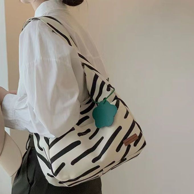 Wholesale Versatile Zebra Pattern Tutorial Bag Handbag Tote Bag Single Shoulder Canvas Bag