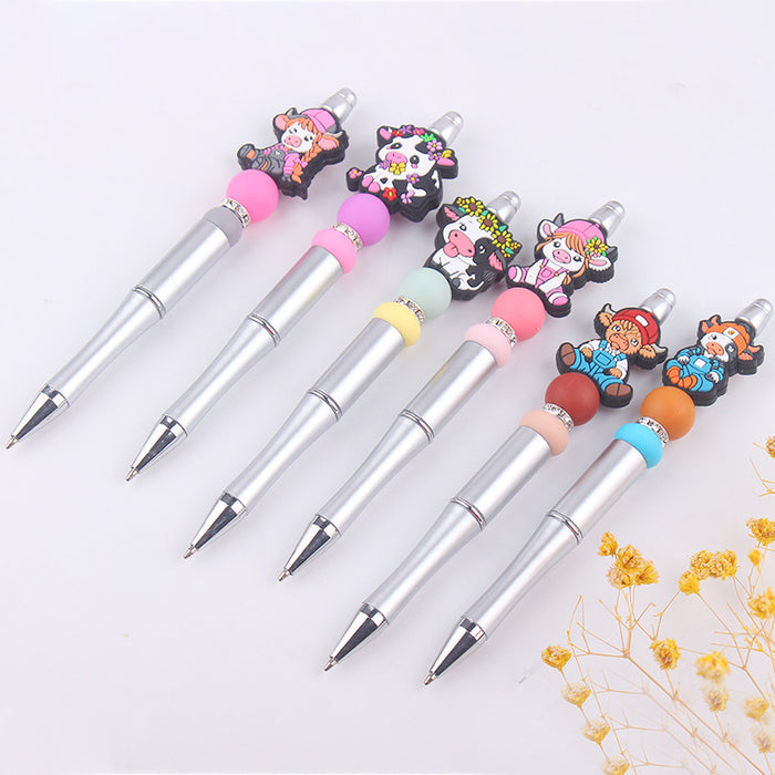 Wholesale Cartoon Cow Silicone Plastic Bead Pen JDC-PN-GuangTian006