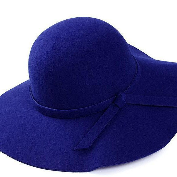 Wholesale Wave Large Brim Retro Faux Wool Felt Hat JDC-FH-DG010