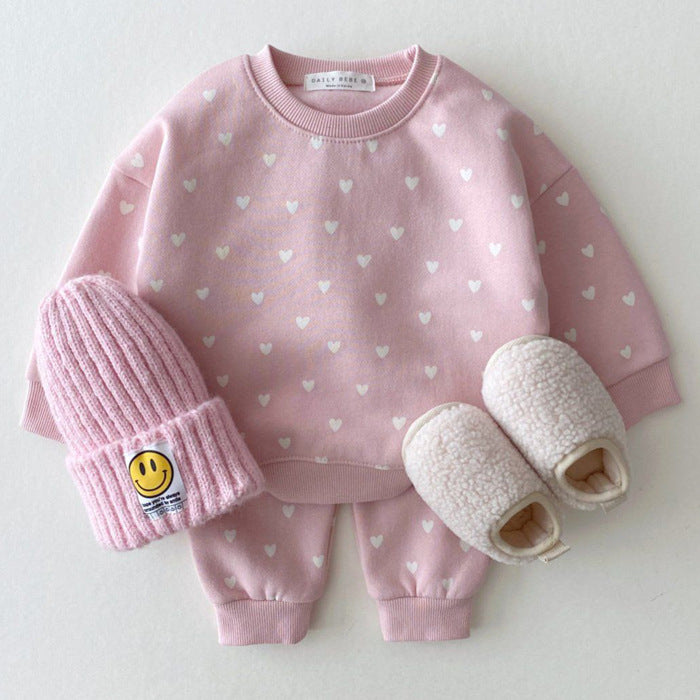 Wholesale Baby and Toddler Pure Cotton Heart Sweatshirt Suit JDC-BC-WeiNiS008