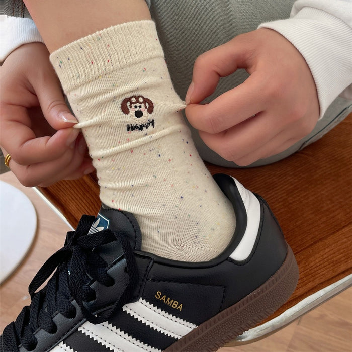 Wholesale Cotton socks, socks, children's socks, cartoon embroidery, college style, long socks, pile socks