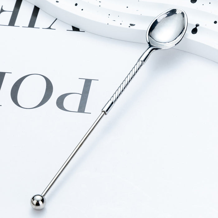 Wholesale New DIY beaded spoon Western restaurant hotel high-end tableware dessert spoon European coffee spoon household long handle spoon