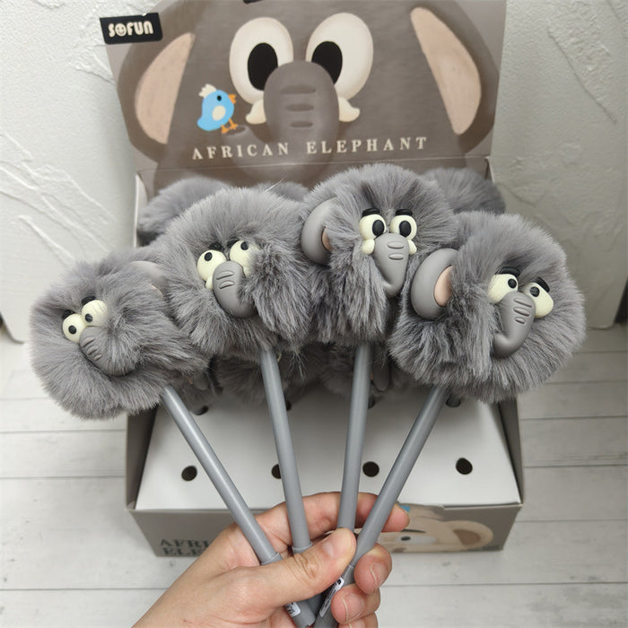 Wholesale Cute animal elephant pom-pom ballpoint pen