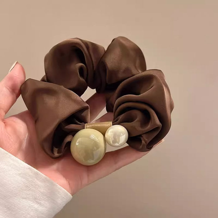 Wholesale Simple Pearl Large Intestine Hair Rope Rubber Band Women's Hair Elegant Leather Hair Rings