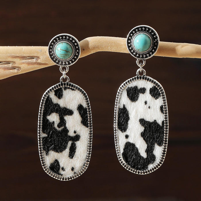 Wholesale Retro Western style turquoise decorated exaggerated earrings