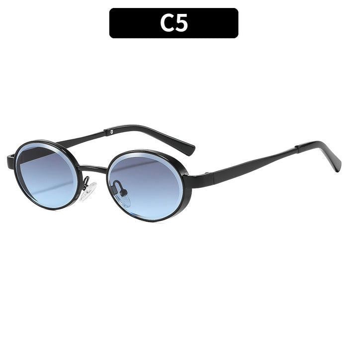 Wholesale Retro Punk Oval Metal Sunglasses Fashion UV400 Sunscreen