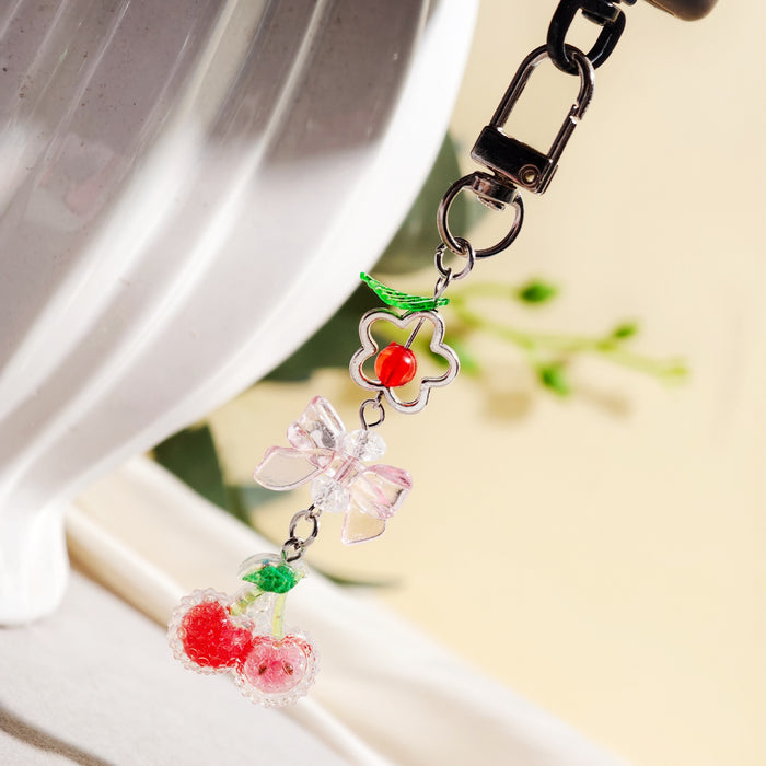 Wholesale Cartoon Fruit Beaded Charm Set - Electroplated Phone Bag Keychain Accessory