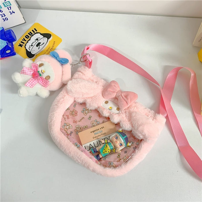 Wholesale Cute transparent PVC cartoon doll crossbody bag, personalized shoulder bag