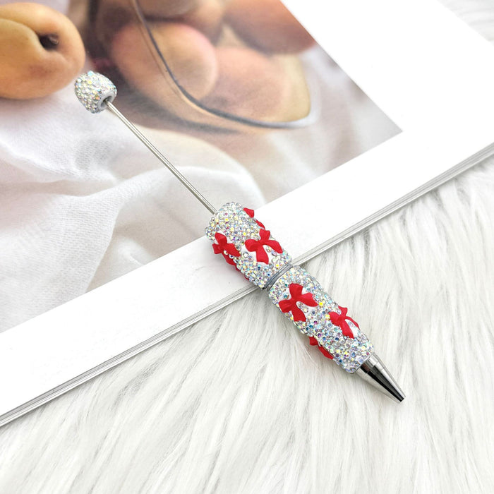 Wholesale Rhinestone Bow Beaded Pen – DIY Creative Ballpoint Pen for Office,  minimum quantity: 2