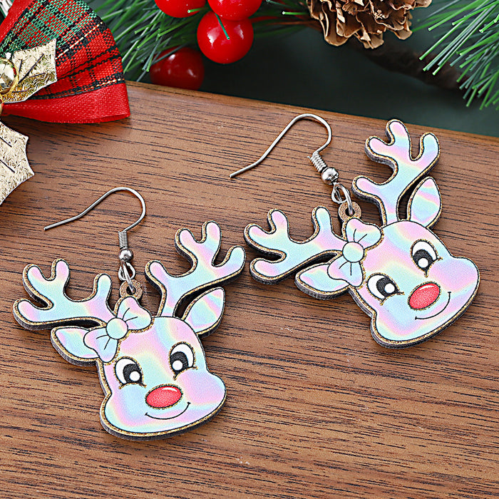 Wholesale Christmas Reindeer Pendant Earrings Painted Reindeer Jewelry