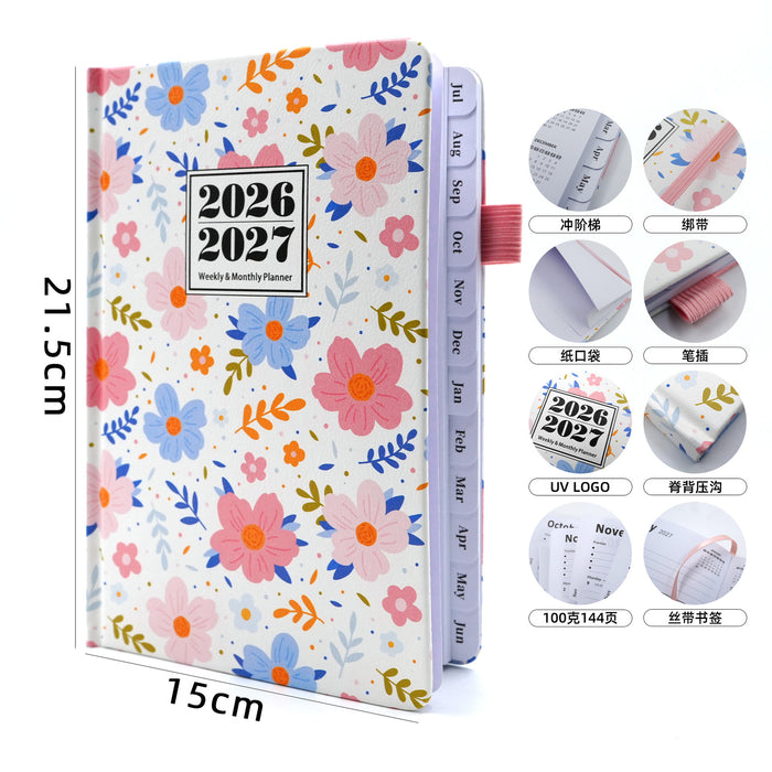 Wholesale Imitation Leather Blue Floral A5 Planner Notebook - Decorative Fashion Accessory