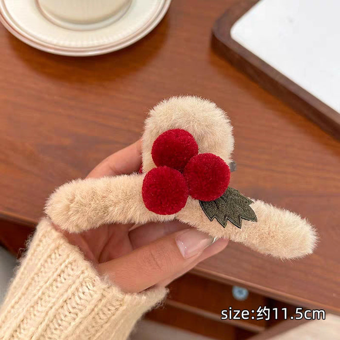 Wholesale Love plush grab clip large hair clip new model, high-end feeling at the back of the head, temperament shark clip hair accessory