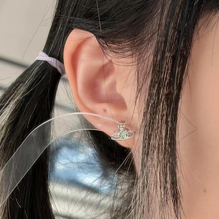 Wholesale Mint Green Zircon Mini Stud Earrings
