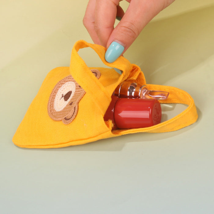 Wholesale Stylish Canvas Bear Coin Purse Handbag Keychain Pouch Cute Cartoon Design
