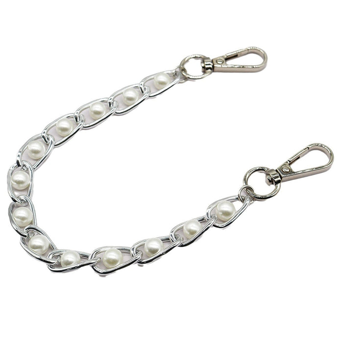 Wholesale Aluminum Chain Handbag Beaded Shoulder Chain Retro Simple Imitation Pearl Bag Chain Mobile Phone Chain