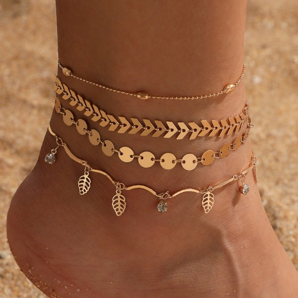 Wholesale Minimalist ankle chain, fashionable ankle chain, creative beach ankle accessory, ankle chain