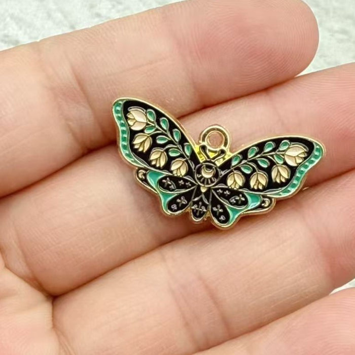 Wholesale 10pcs Colorful Alloy Butterfly and Moth DIY Bracelet Necklace Keychain Pendant