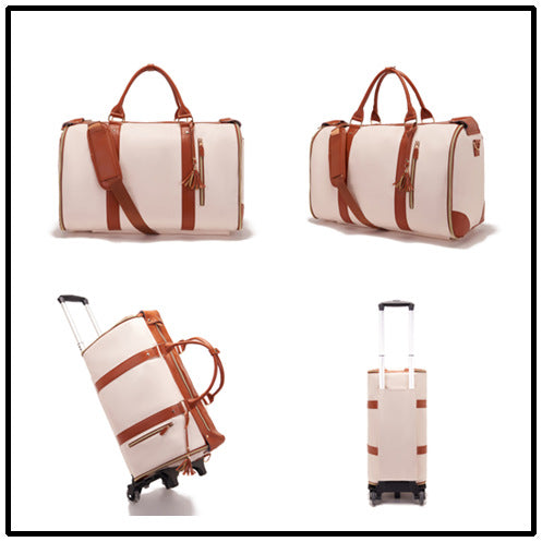 Wholesale Travel convenient carry-on clothing bag large PU leather luggage trolley bag