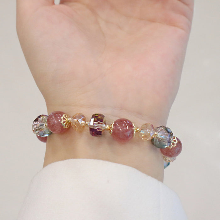 Wholesale New Peach Blossom Crystal Beaded Bracelet for Fashion