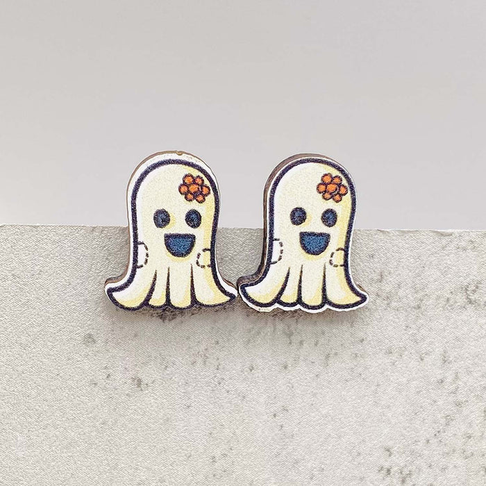 Wholesale  Earrings Horror Pumpkin Ghost Bat Wooden Earrings