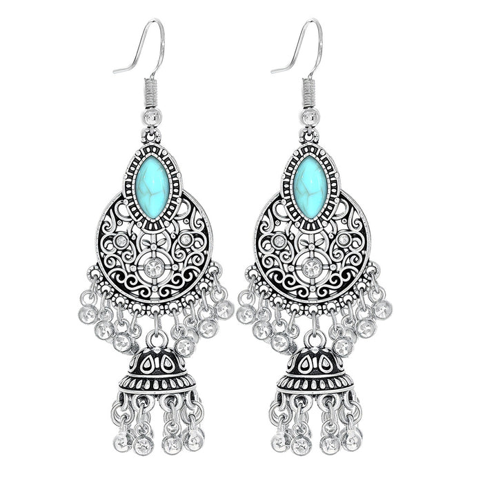 Wholesale Beach Vacation Geometric Alloy Earrings with Turquoise Acrylic Fashion Jewelry MOQ≥2