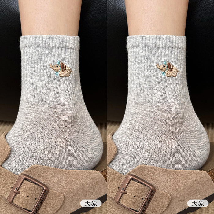 Wholesale Cotton socks, mid tube socks, cartoon embroidered lace socks, cute sports socks