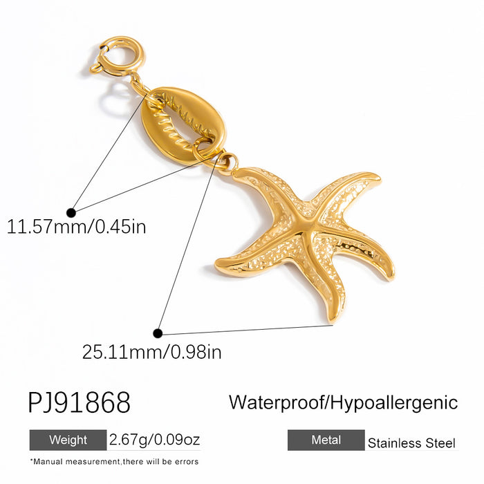 Wholesale Stainless steel bikini buckle ocean style shell rainbow oil drop pendant swimsuit pendant