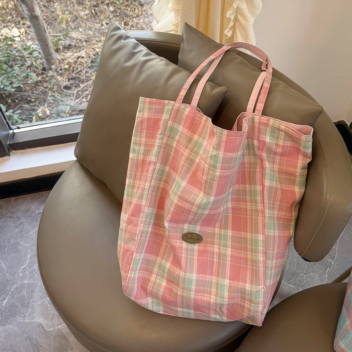 Wholesale New minimalist grid double-sided tote bag commuting shoulder bag