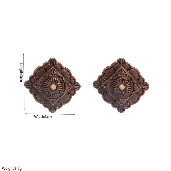 Wholesale Turquoise Inlaid Square Earrings Western Cowboy Style Chic Everyday Jewelry