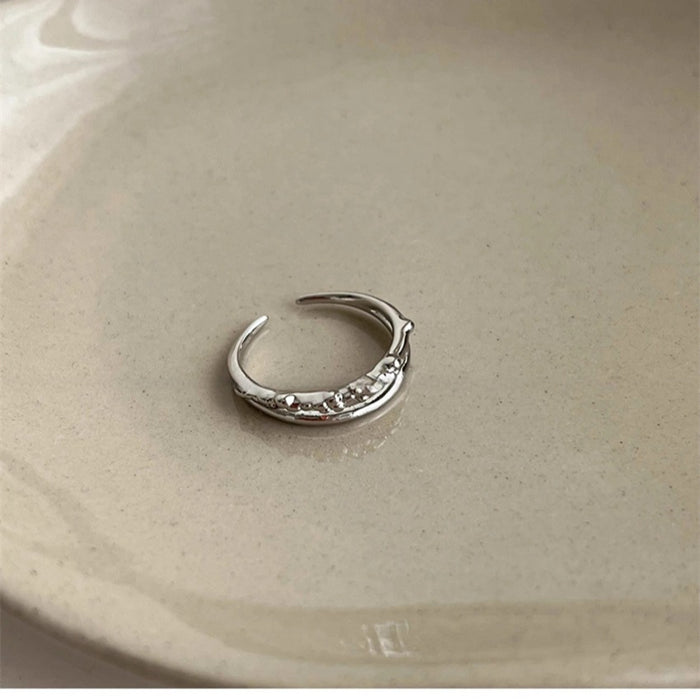 Wholesale White Chalcedony Flower Ring Women's Light Luxury Double Layer