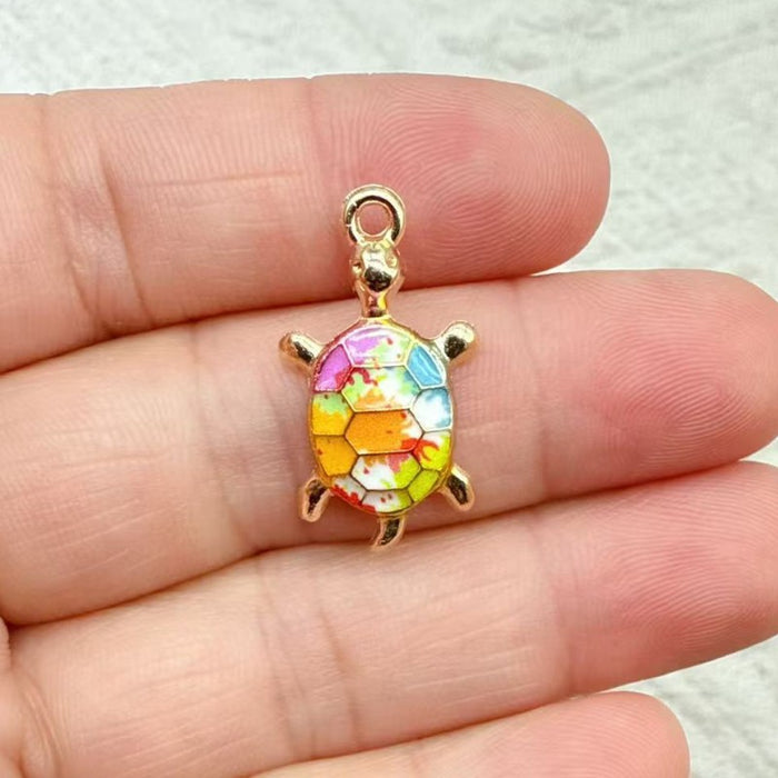 Wholesale 10pcs DIY Colorful Turtle Bracelet Pendant Alloy Oil Drip Accessories Hanging Earrings