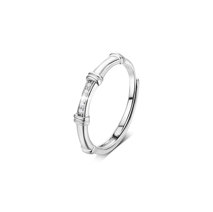 Wholesale Silver Bamboo Couple's Ring Simple, Light Luxury, Fashionable, Versatile, Non fading Open Ring