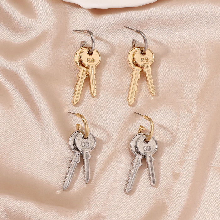 Wholesale Key Shape Zinc Alloy Earrings JDC-ES-YueLi019