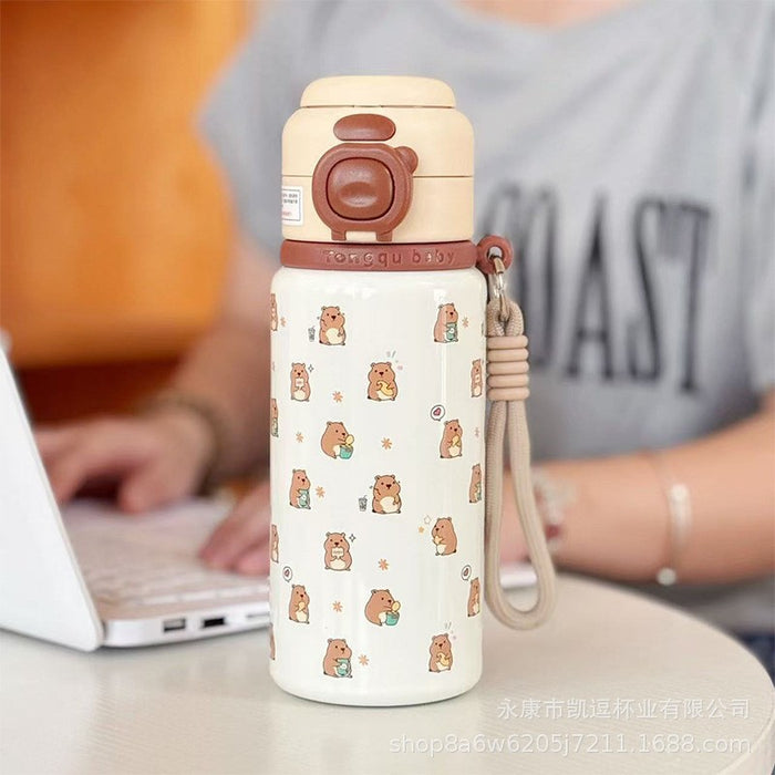 Wholesale Children' s thermos cup stainless steel double drinking pipette cup cute kindergarten baby special cup