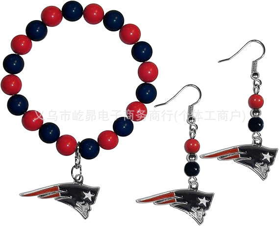Wholesale Football Colored Candy Acrylic Bead Bracelet Earring Set