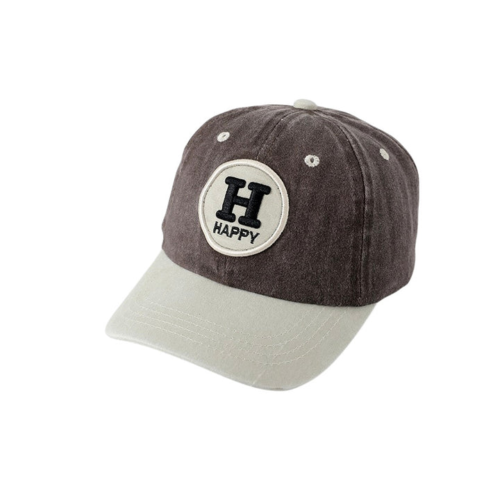Wholesale Children' s Washed Embroidered Color-Blocked Baseball Hat