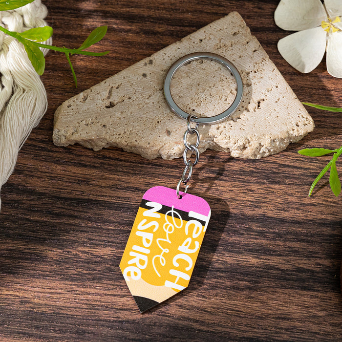Wholesale Campus-themed wooden pencil pendant cute keychain