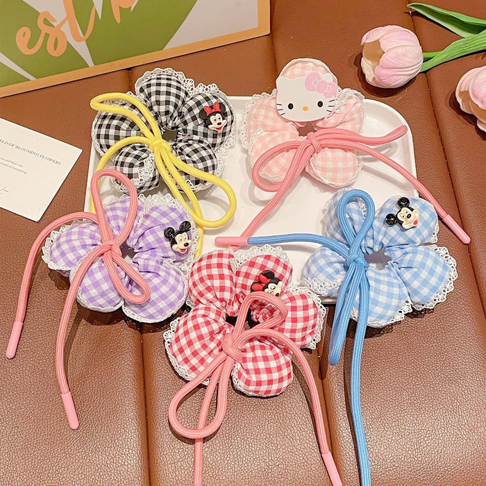 Wholesale Cute checkered flower hair ties