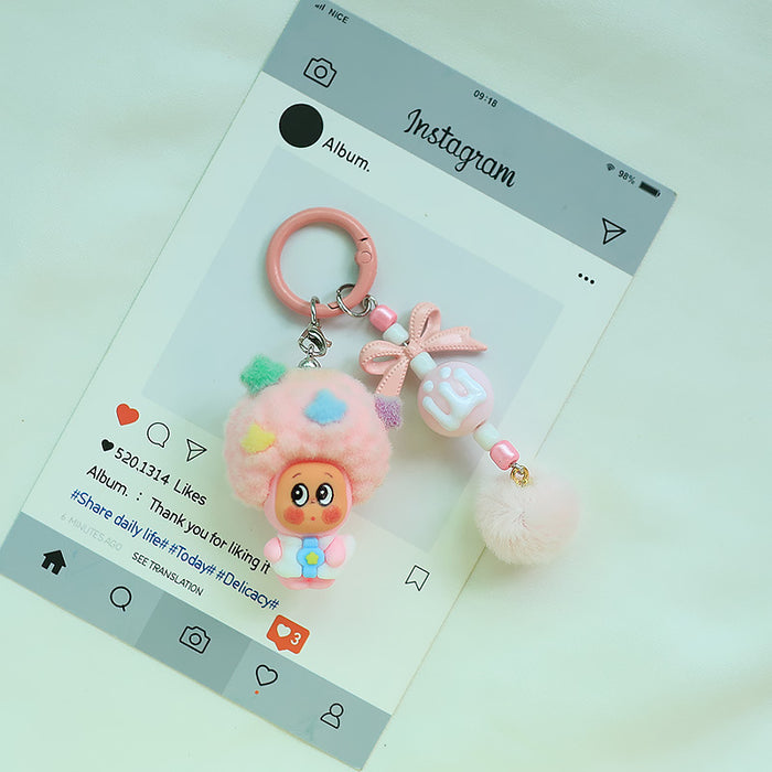 Wholesale Flocked Apple Star Cute Small Pendant Cute Silicone Doll Keychain