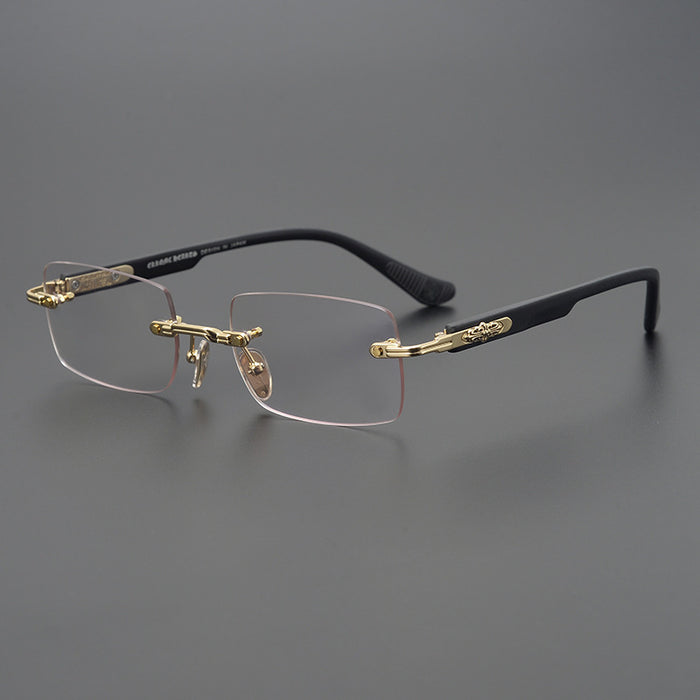 Wholesale Retro perforated frameless glasses with personalized frames for men and women, ultra light and fashionable