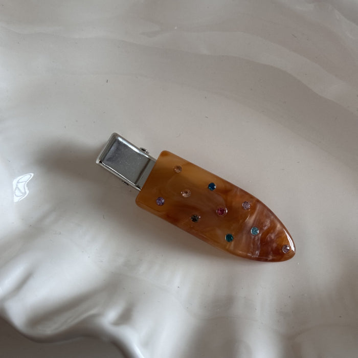 Wholesale Sweet and exquisite colored diamond hair clip with side bangs clip