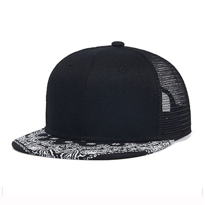 Wholesale Black cashew brim solid color breathable mesh baseball cap