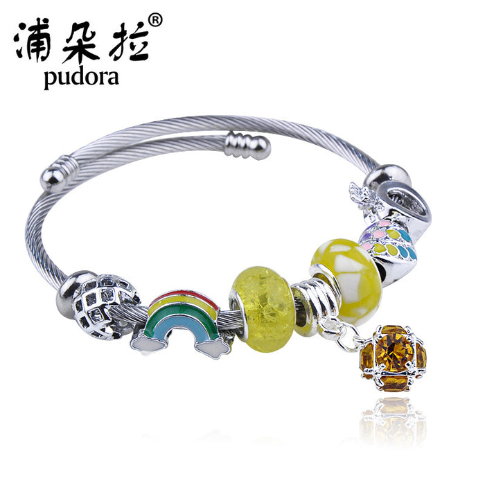 Wholesale New stainless steel bracelet, fashionable DIY bead bracelet, minimalist design