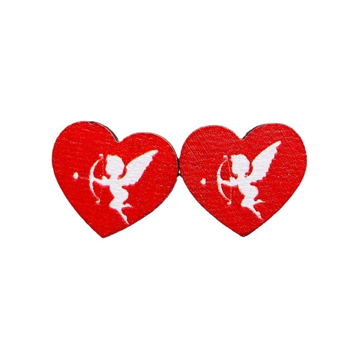 Wholesale Valentine' s Day wooden earrings pink envelope dwarf rose lovely earrings Valentine' s Day jewelry